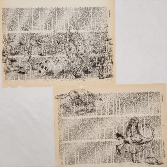 Alice in Wonderland Dictionary Prints 4, Black and White Alice Prints - Picture 2 of 6